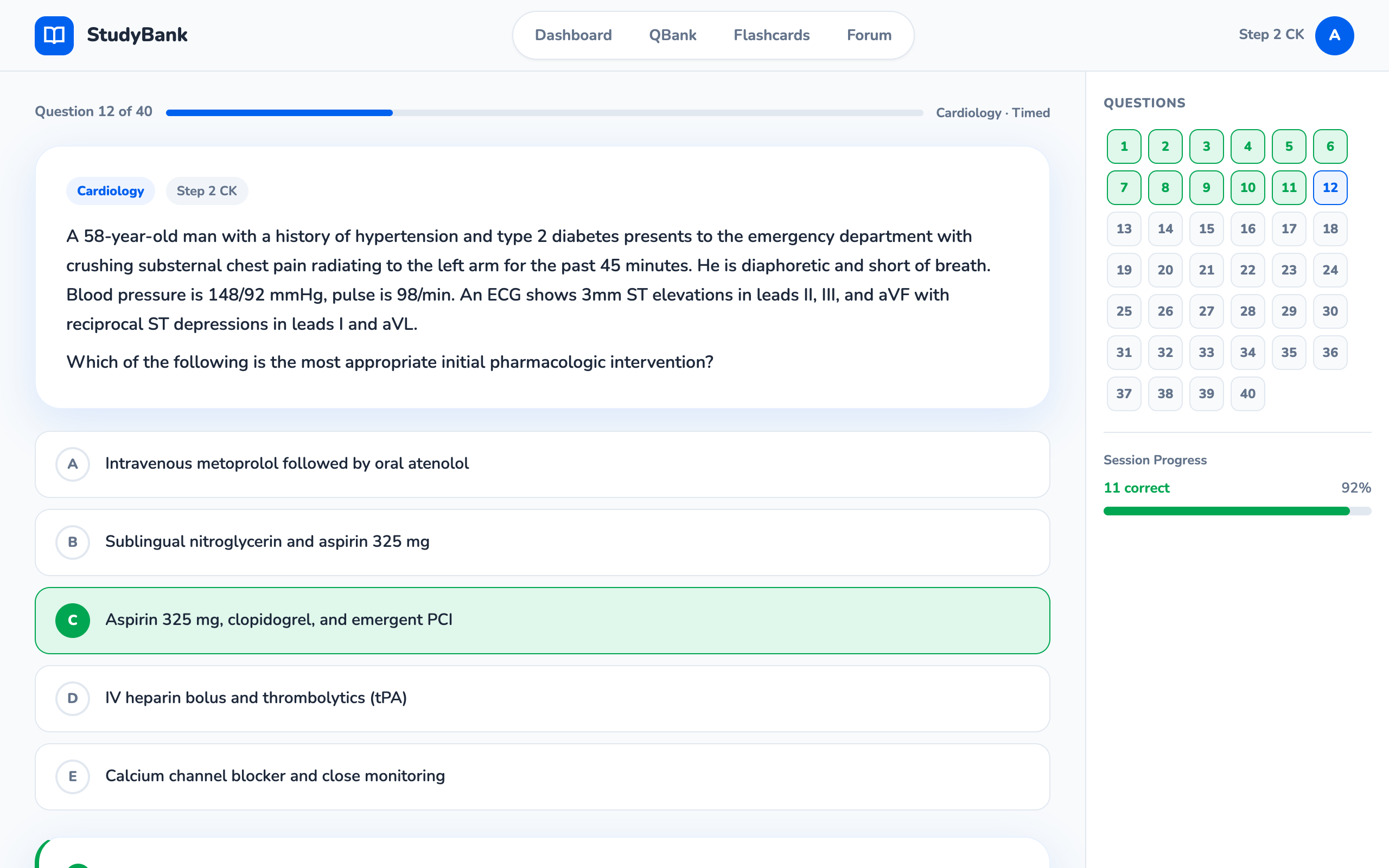StudyBank question interface