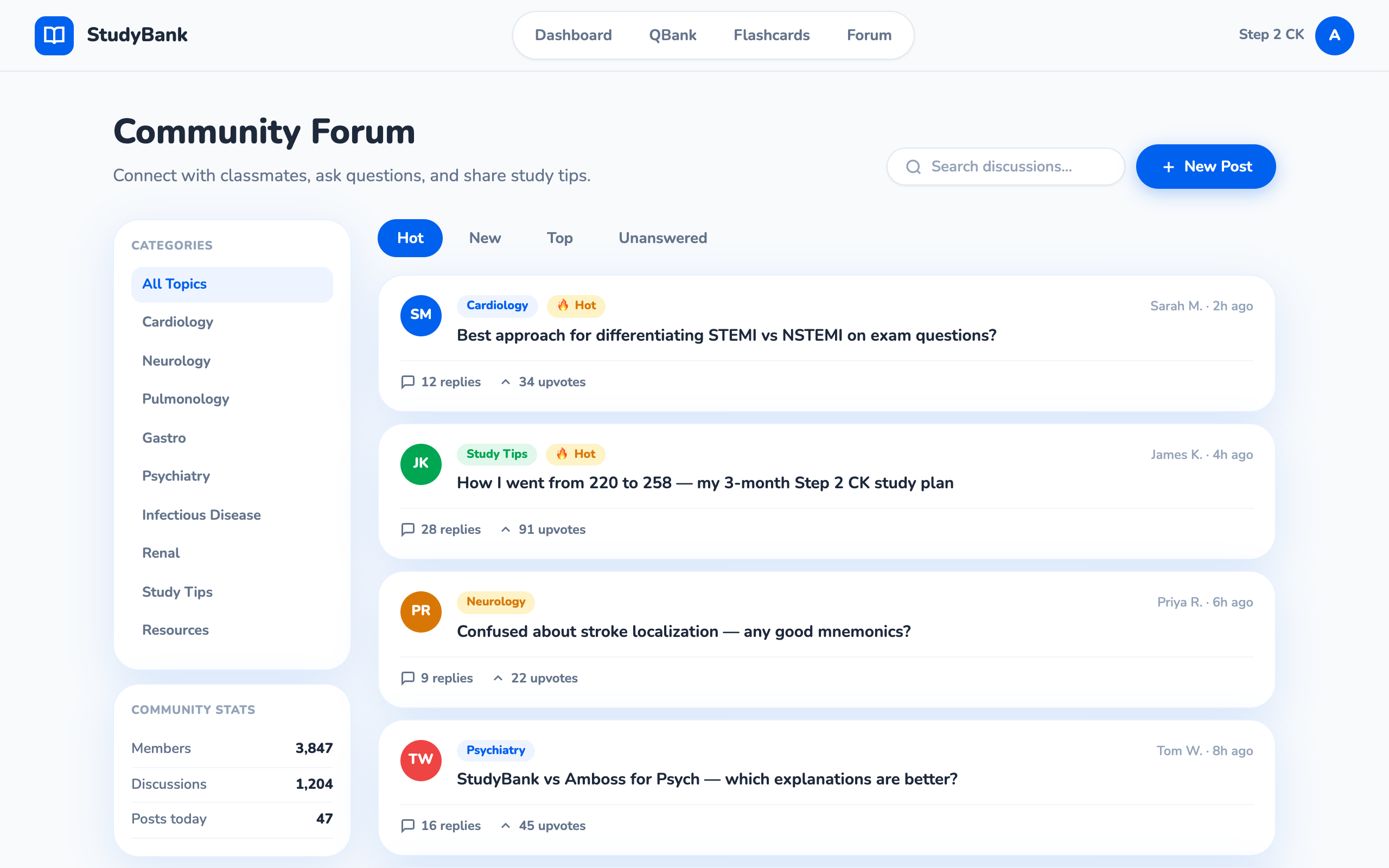 StudyBank community forum